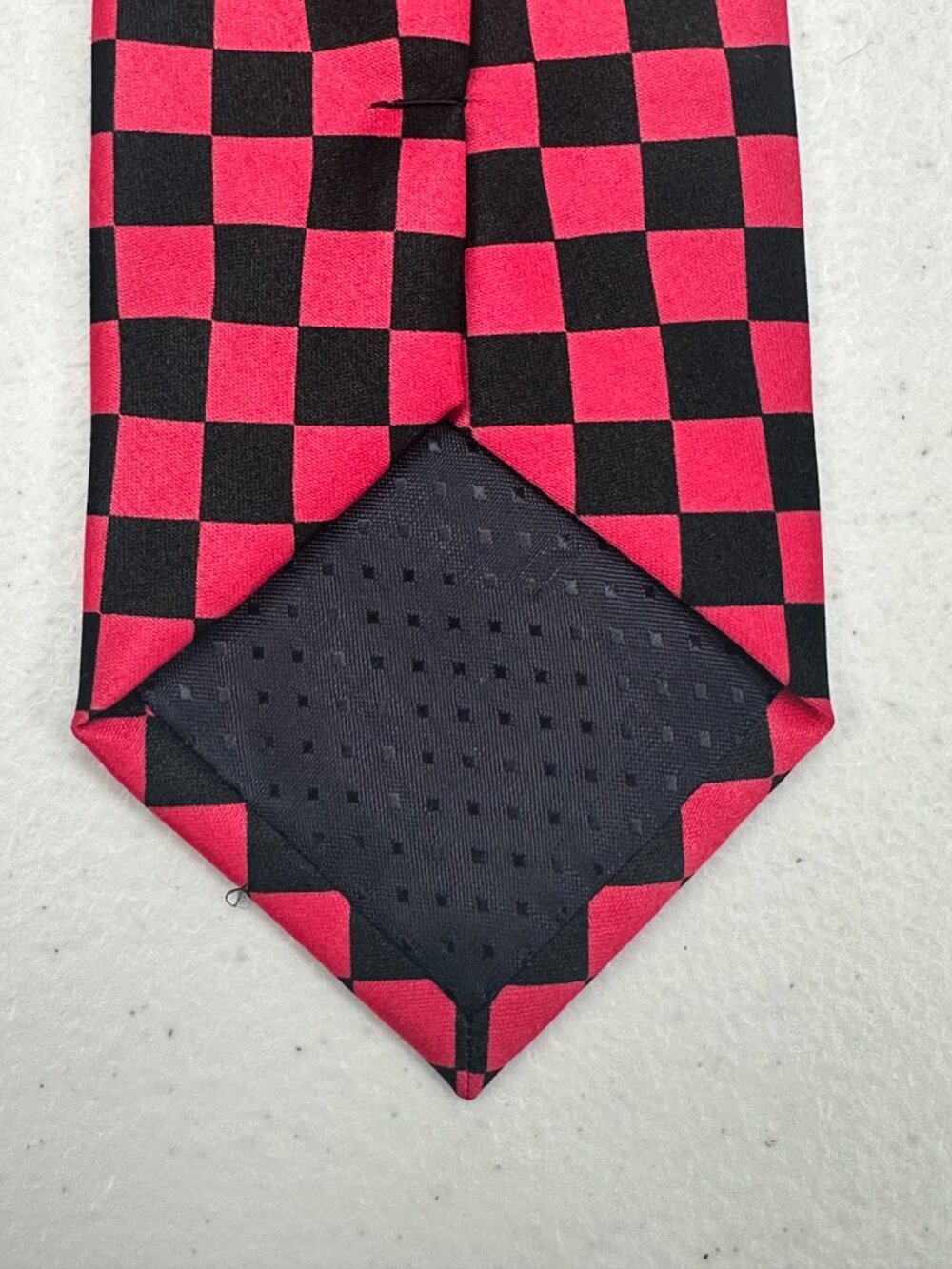 Hot Pink Black Checkerboard Necktie Handmade Statement Tie
